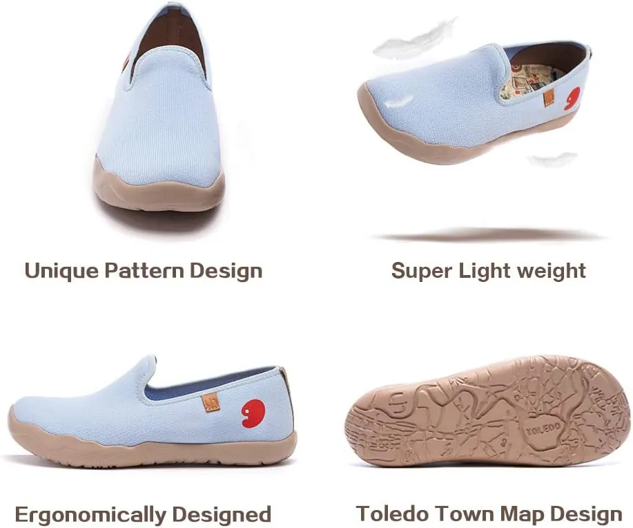 UIN Men's Casual Walking Travel Shoes Slip On Knitted Loafers Lightweight Comfort Air Painted Flats Barcelona