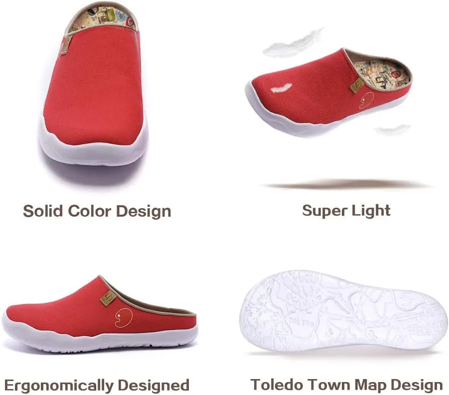 UIN Women's Slip On Mules Comfortable Flat Lightweight Wide Toe Clog Casual Art Painted Travel Shoes Malaga Series