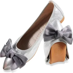 Unifizz Women's Ballet Flat Shoes - Cute Beads Bowtie Wedding Flats Slip on Flats for Women Comfortable