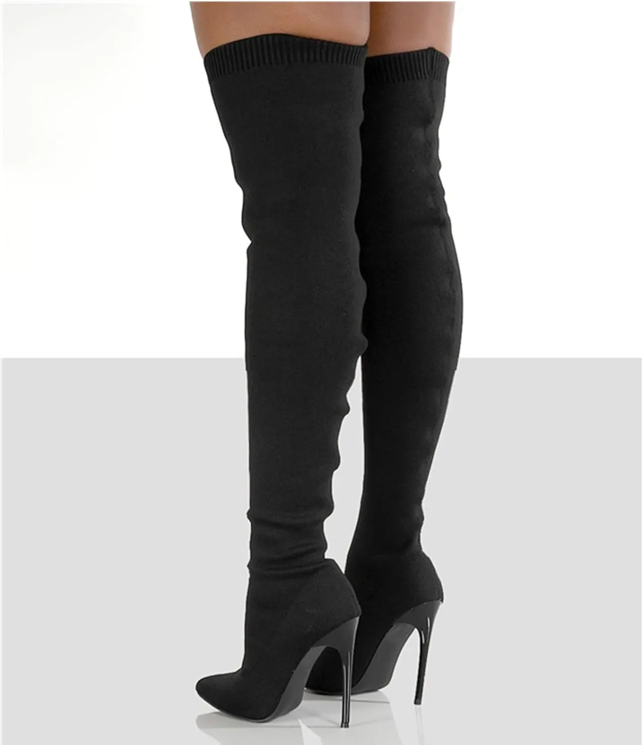 UOQAPRE Women's Over The Knee Thigh High Heel Boots,Pointed -Toe Side Comfy Long Boots Platform High Heel Booties for Women