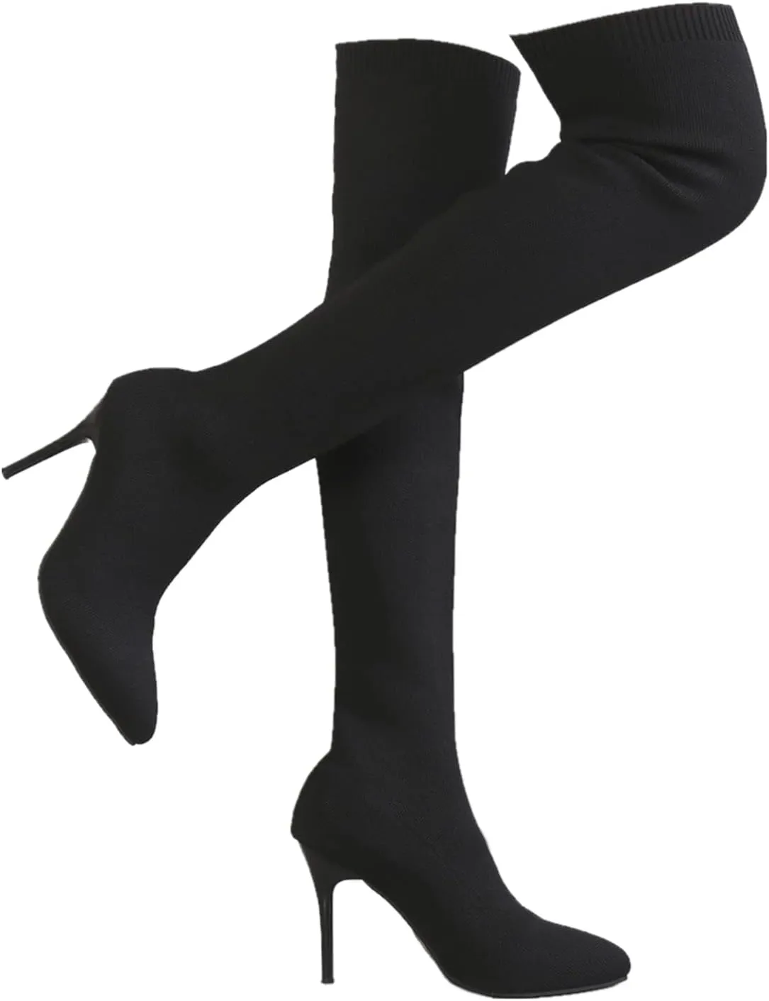 UOQAPRE Women's Over The Knee Thigh High Heel Boots,Pointed -Toe Side Comfy Long Boots Platform High Heel Booties for Women