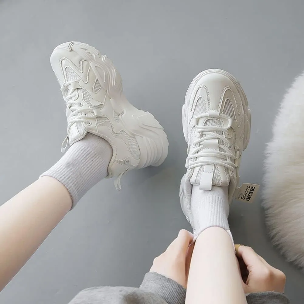 VAXAV Women's Fashion Breathable Mesh Platform Sneakers Casual Jogging Walking Shoes 5.5-8.5