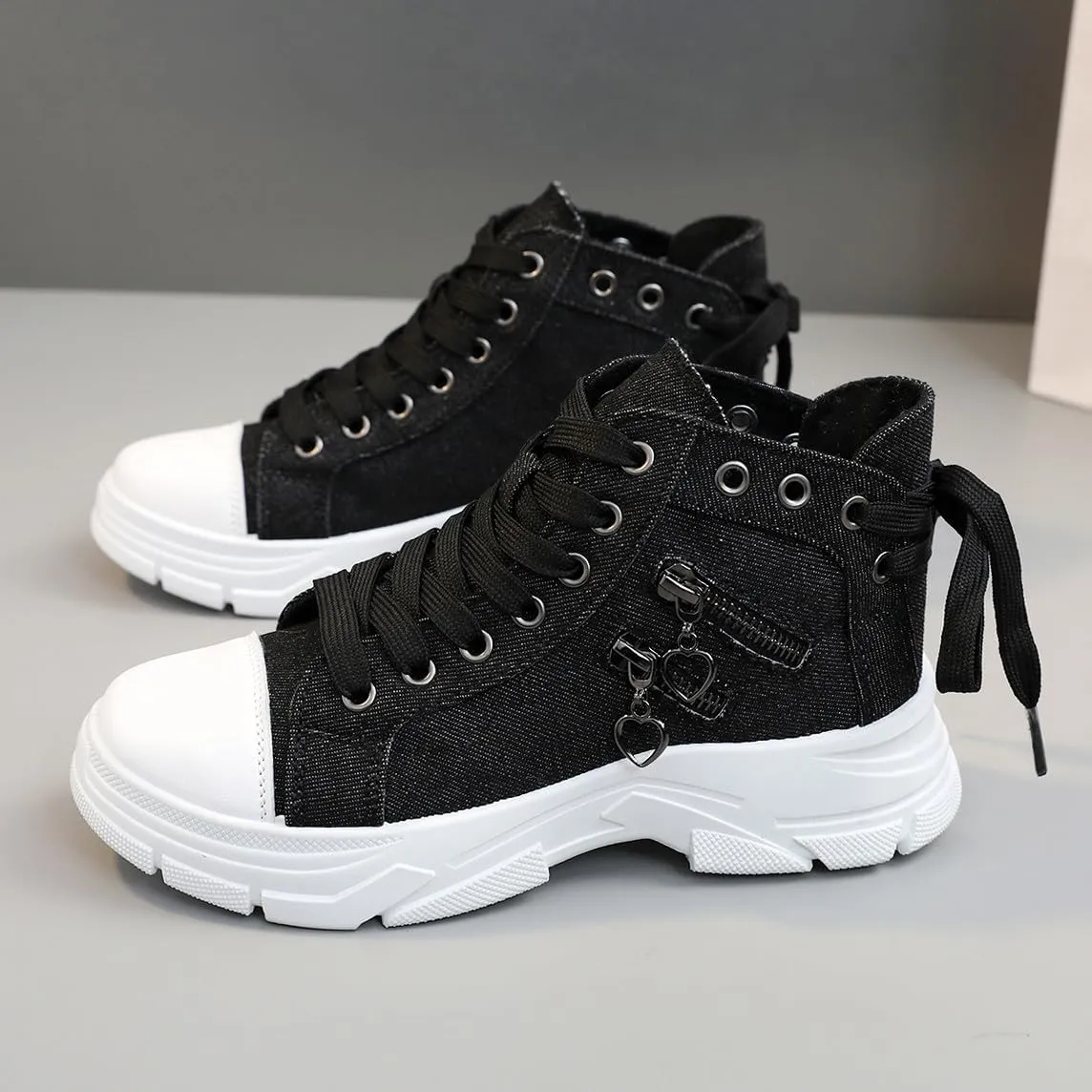 VAXAV Women's Lightweight High Top Platform Canvas Sneakers Breathable Walking Shoes