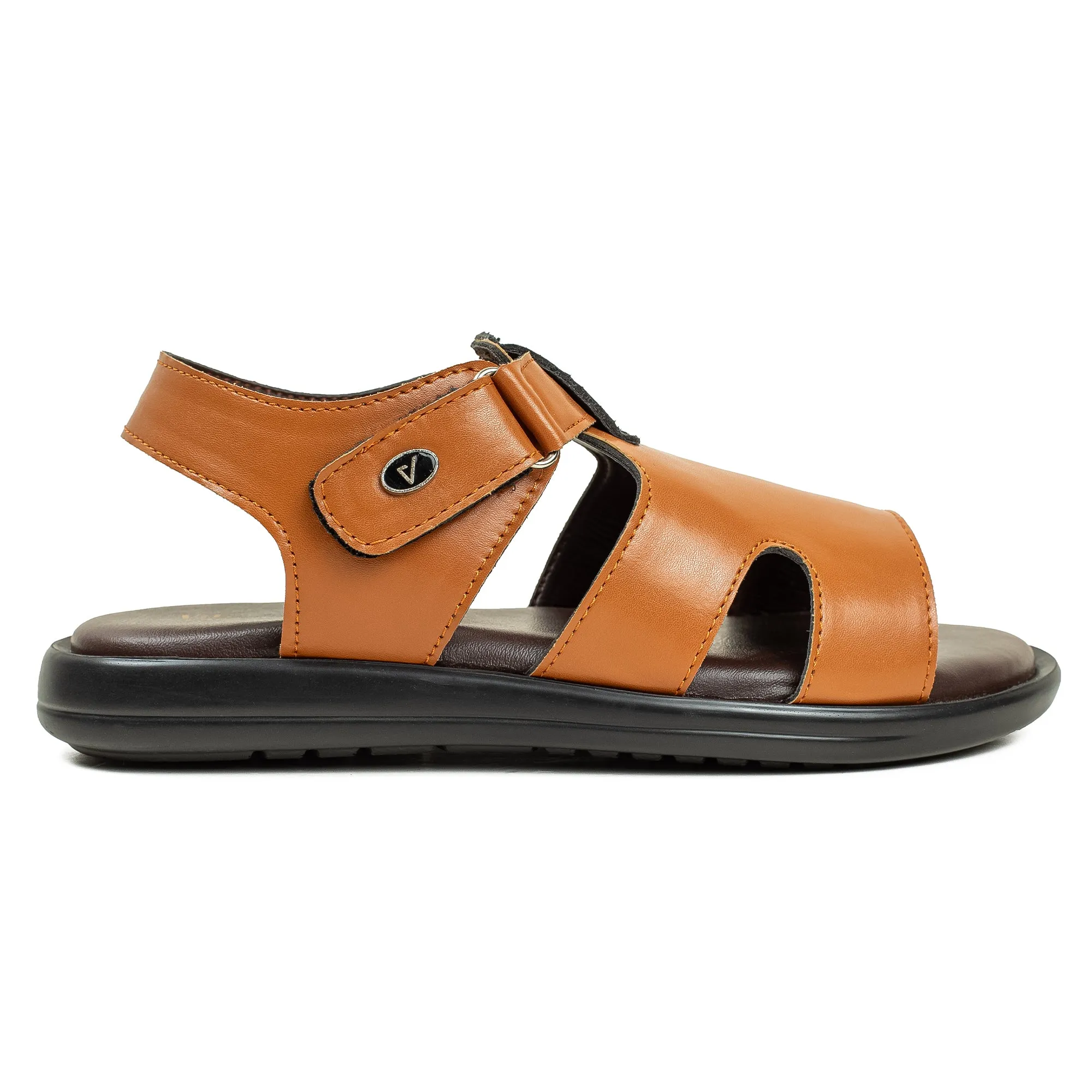 Vibrant Kids’ Sandal – Tan Synthetic Leather, Lightweight PU Sole, Cushioned Insole for All-Day Comfort