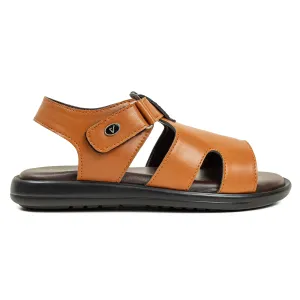Vibrant Kids’ Sandal – Tan Synthetic Leather, Lightweight PU Sole, Cushioned Insole for All-Day Comfort