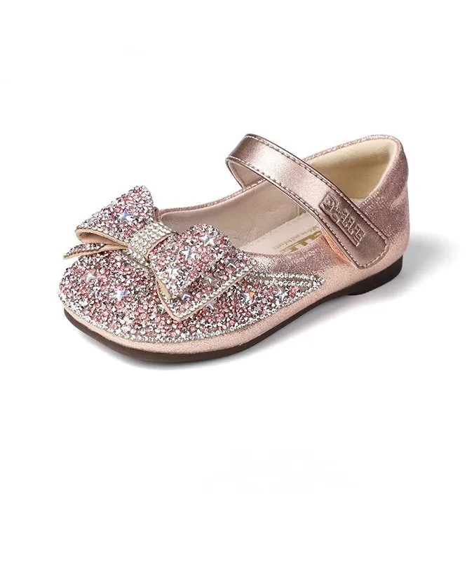 Vogue Silvery Bow Silvery Splicing Buckle Strap Girls Flat Feet Shoes