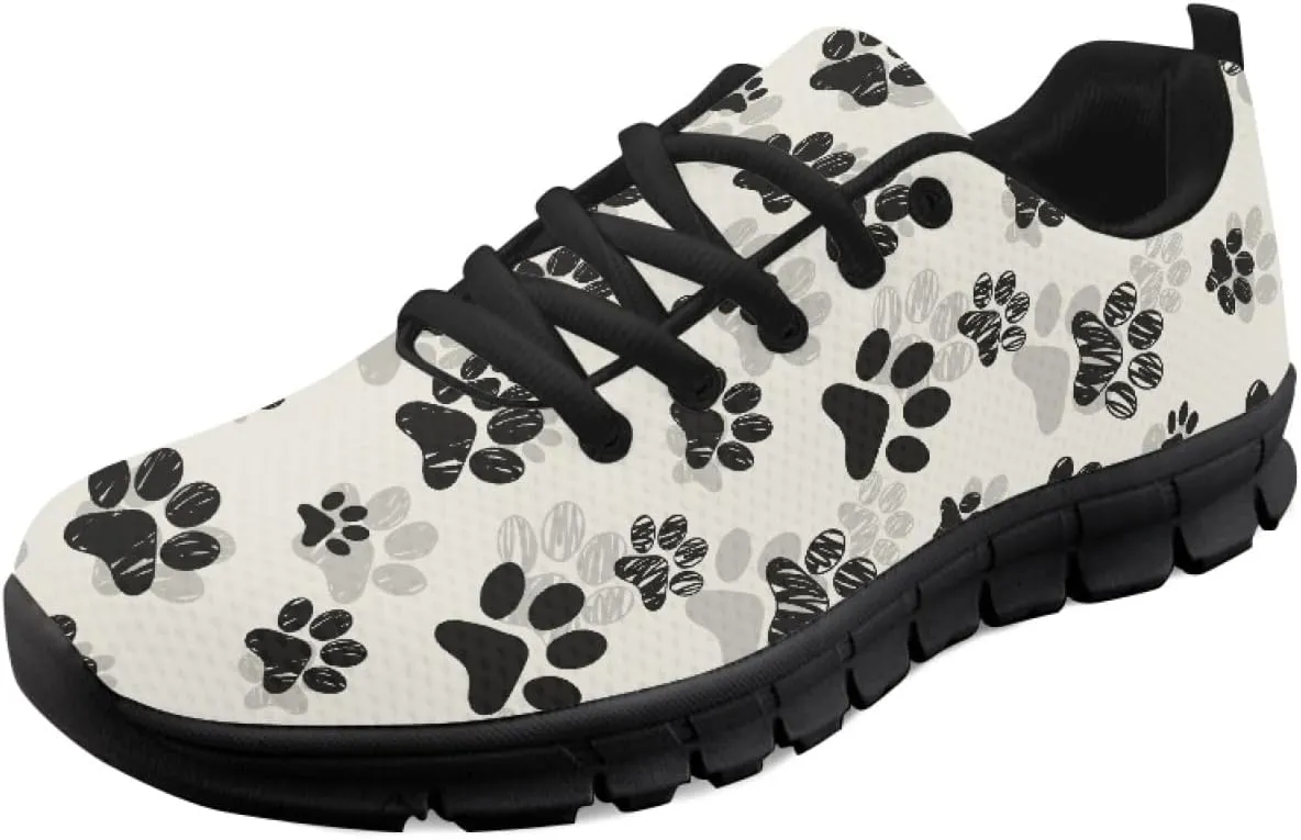 Wanyint Lightweight Sneakers for Running Walking Lace Up Black Sole Shoes