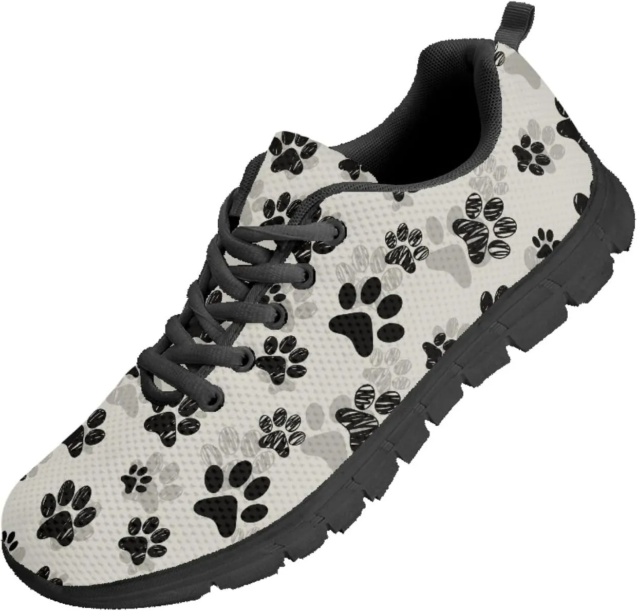 Wanyint Lightweight Sneakers for Running Walking Lace Up Black Sole Shoes