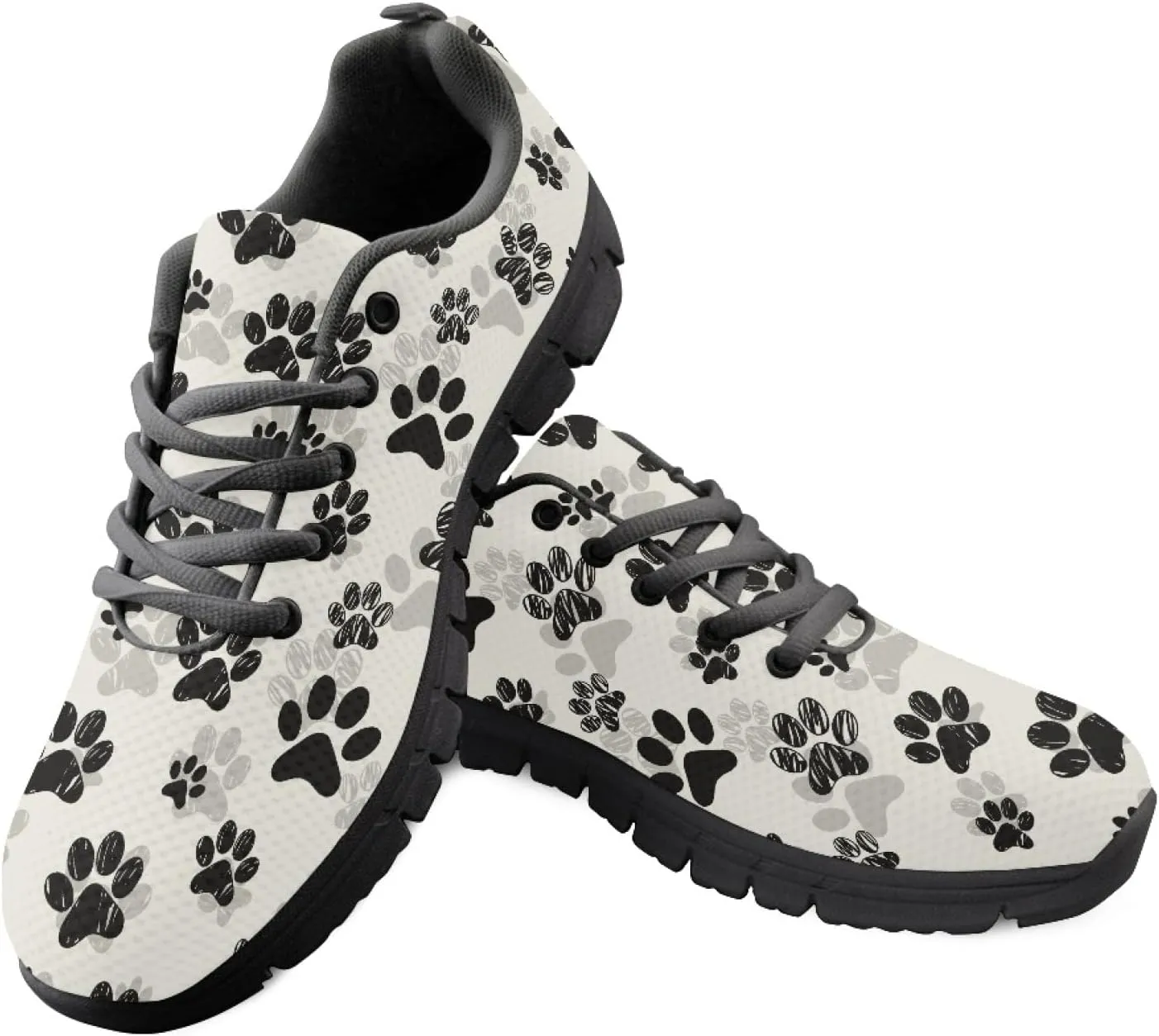 Wanyint Lightweight Sneakers for Running Walking Lace Up Black Sole Shoes