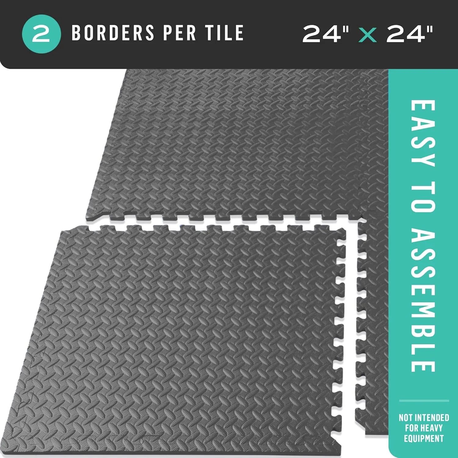 We Sell Mats 1/2 Inch Interlocking EVA Foam Personal Fitness Mat, Diamond Plate Exercise Mats for Indoor Workout, 24 in x 24 in