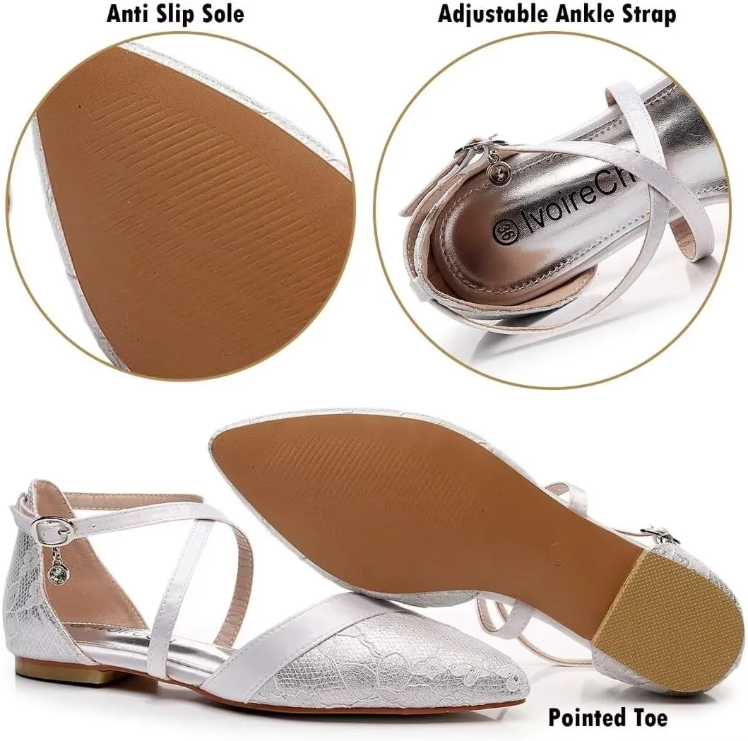 Wedding Flats,Black Flats for Women,Women's Flats Shoes, Mary Jane Shoes Women, Ballet Flats,Pointed Toe Flats Shoes Women Dressy Comfortable, Bridal Flats for Wedding