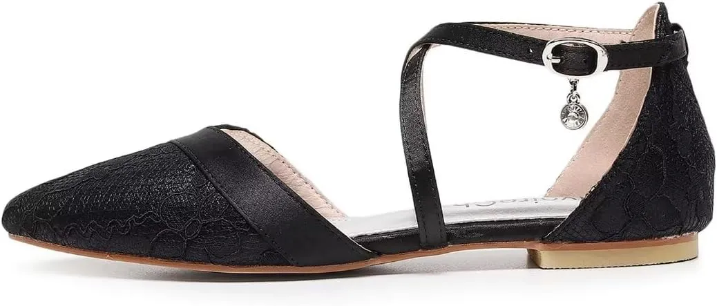 Wedding Flats,Black Flats for Women,Women's Flats Shoes, Mary Jane Shoes Women, Ballet Flats,Pointed Toe Flats Shoes Women Dressy Comfortable, Bridal Flats for Wedding