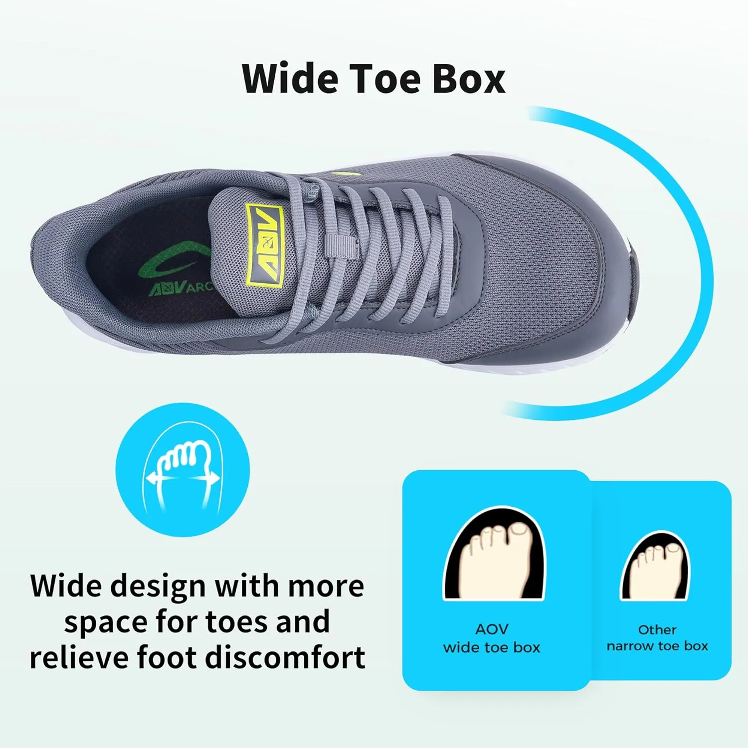 Wide Toe Box Shoes for Men Arch Support Walking Shoes Plantar Fasciitis Orthotic Tennis Sneakers