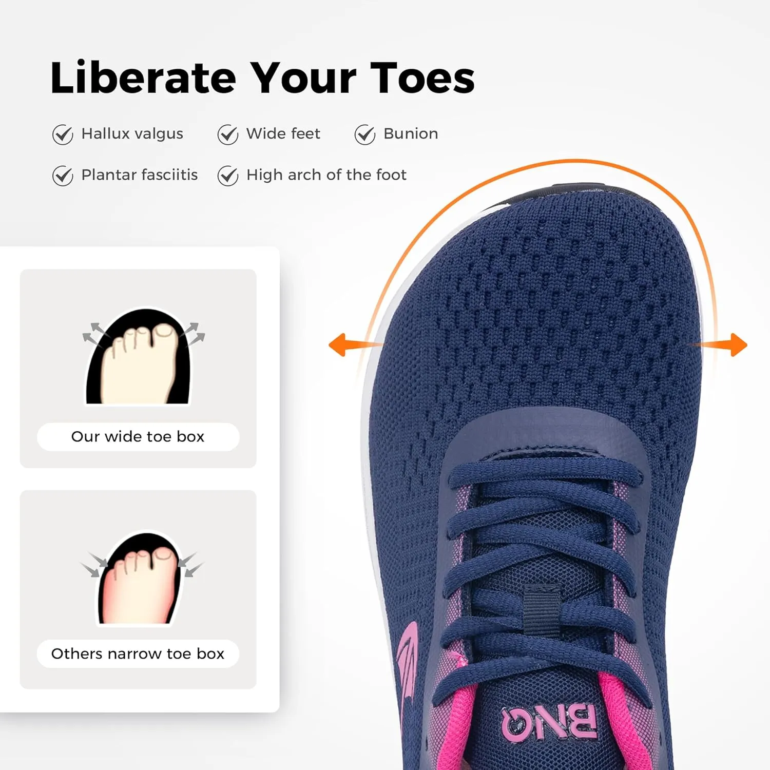 Wide Toe Box Shoes for Women Plantar Fasciitis Running Shoe Arch Support Walking Tennis Orthotic Breathable Extra Wide Width Athletic Sneakers US6-11