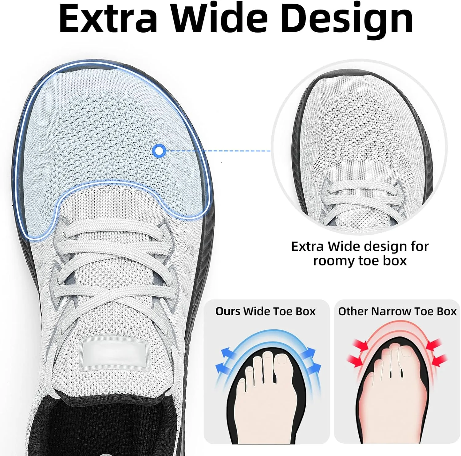 Wide Walking Shoes for Men Slip On Mens Running Shoes Tennis Shoes Lightweight Breathable Walking Sneakers Workout Gym Wide Sneakers