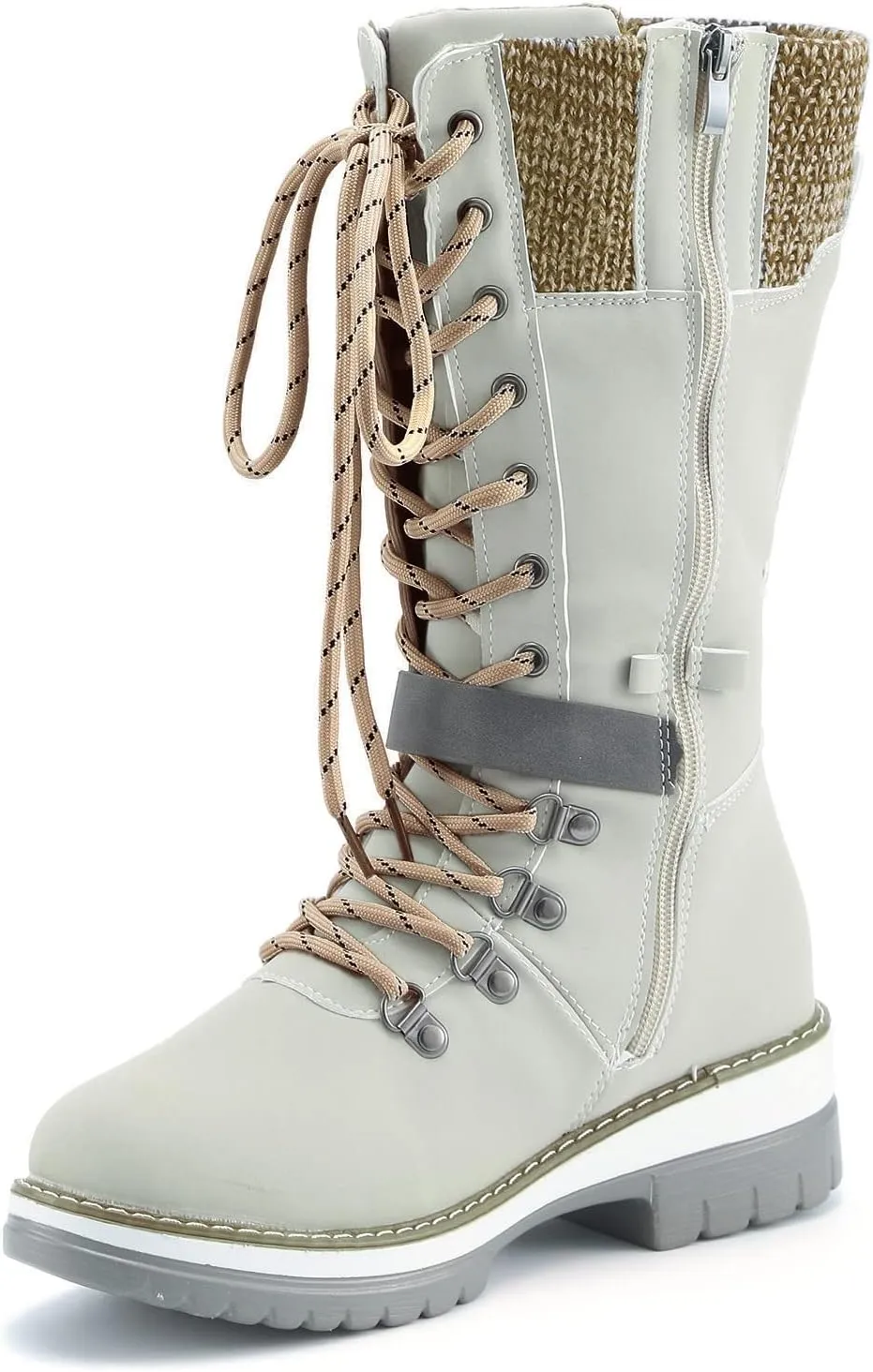 Winter Boots for Women Waterproof Snow High Cut Mid Calf Outdoor Durable Thermal Padded Warm Walking Heeled Shoes
