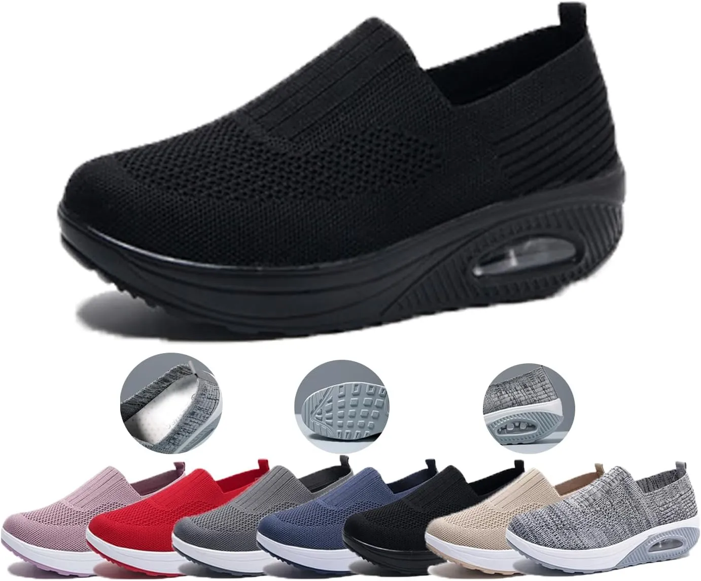 Women Orthopedic Sneakers Walking Shoes,Mesh Breathable Arch Support Slip-on Arch Support Reduces Foot Fatigue Light Air Cushion Orthopedic