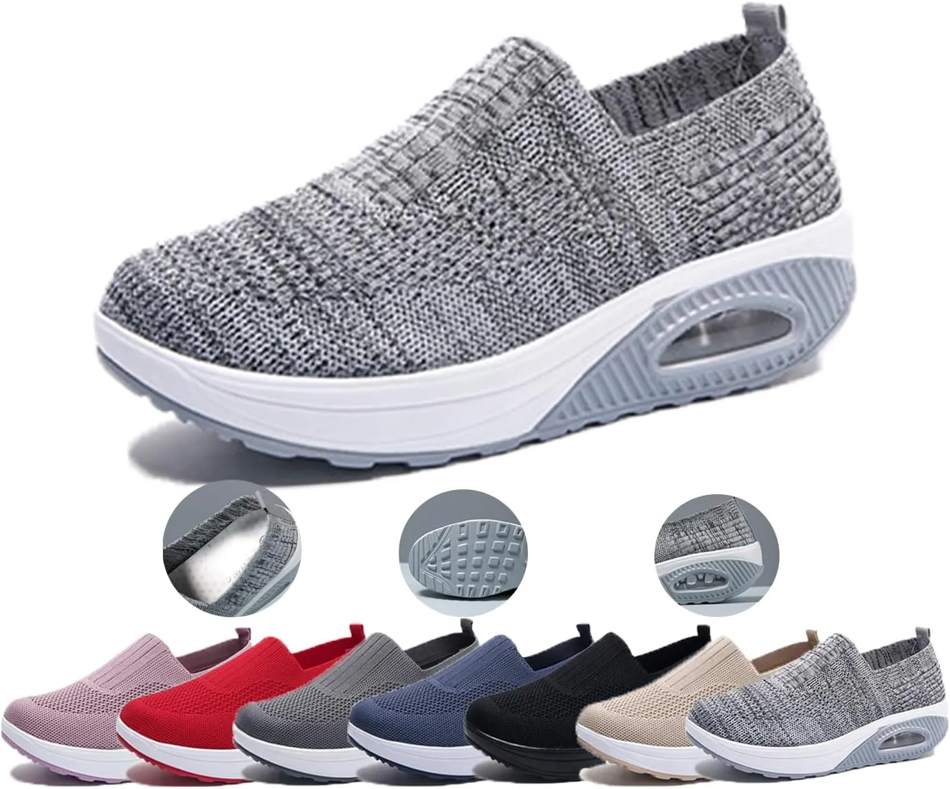 Women Orthopedic Sneakers Walking Shoes,Mesh Breathable Arch Support Slip-on Arch Support Reduces Foot Fatigue Light Air Cushion Orthopedic