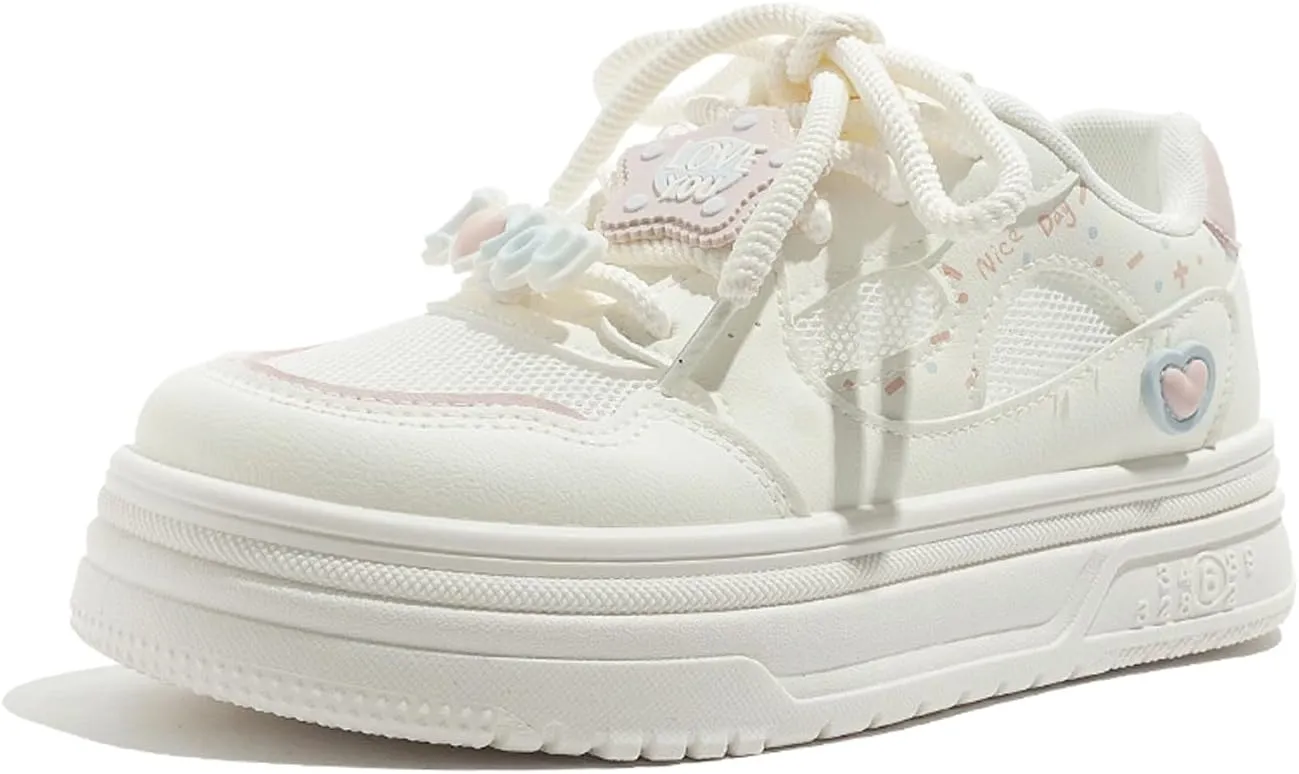 Womens Breathable Mesh Platform Sneakers Y2K Cute Fashion Casual Campus Lightweight Walking Shoes