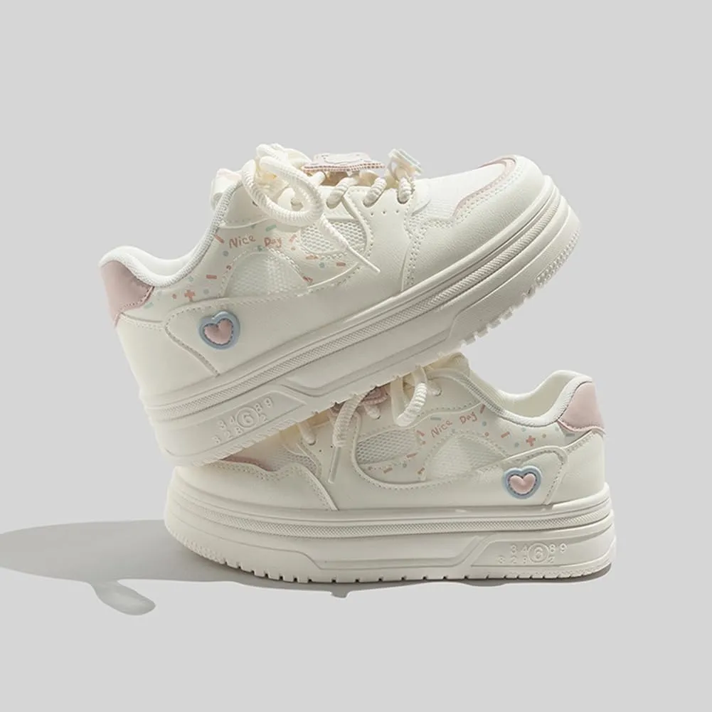 Womens Breathable Mesh Platform Sneakers Y2K Cute Fashion Casual Campus Lightweight Walking Shoes
