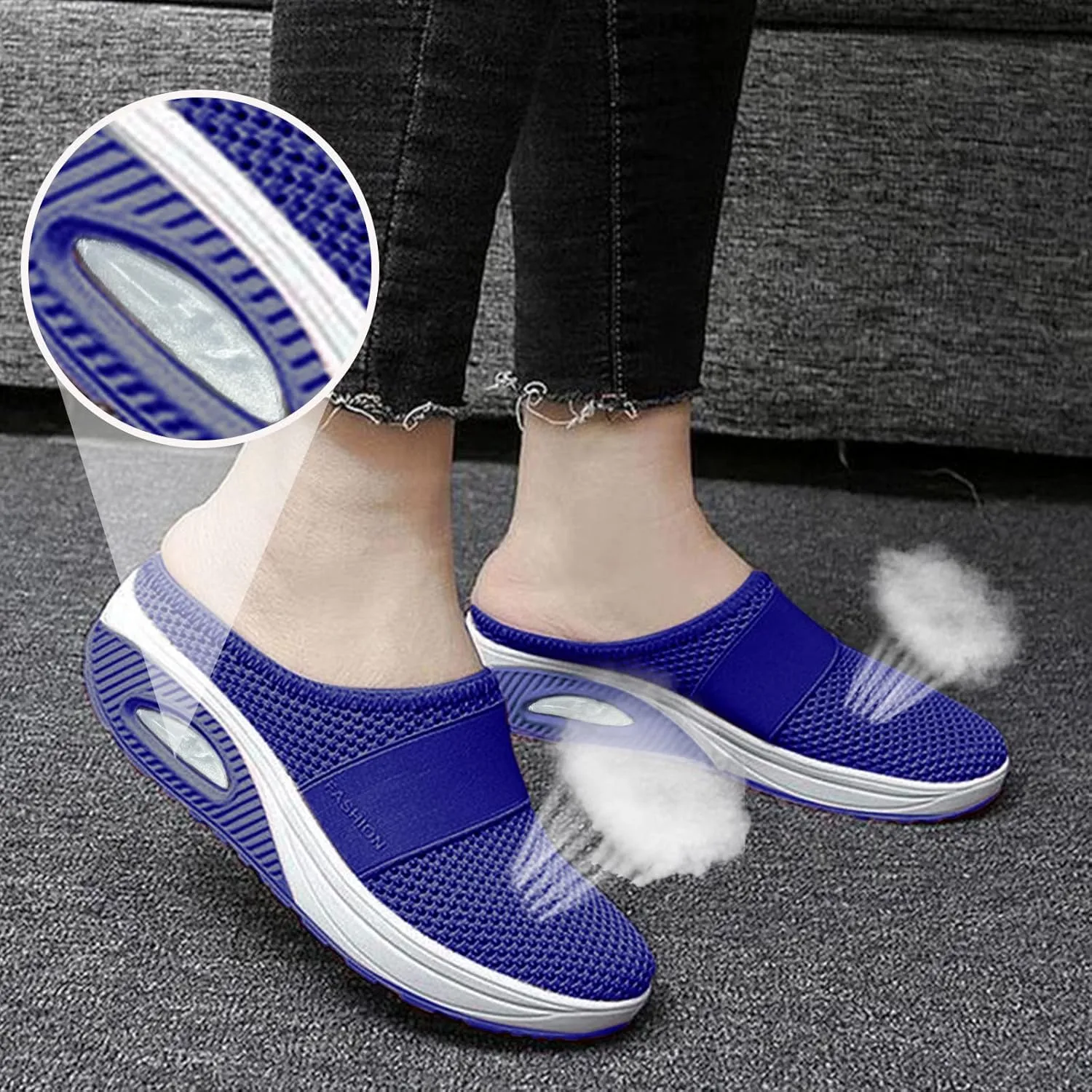 Women's Breathable Walking Mules Shoes - Lightweight Garden Clogs Casual Mesh Sneakers Open Back Slip-on House Shoes
