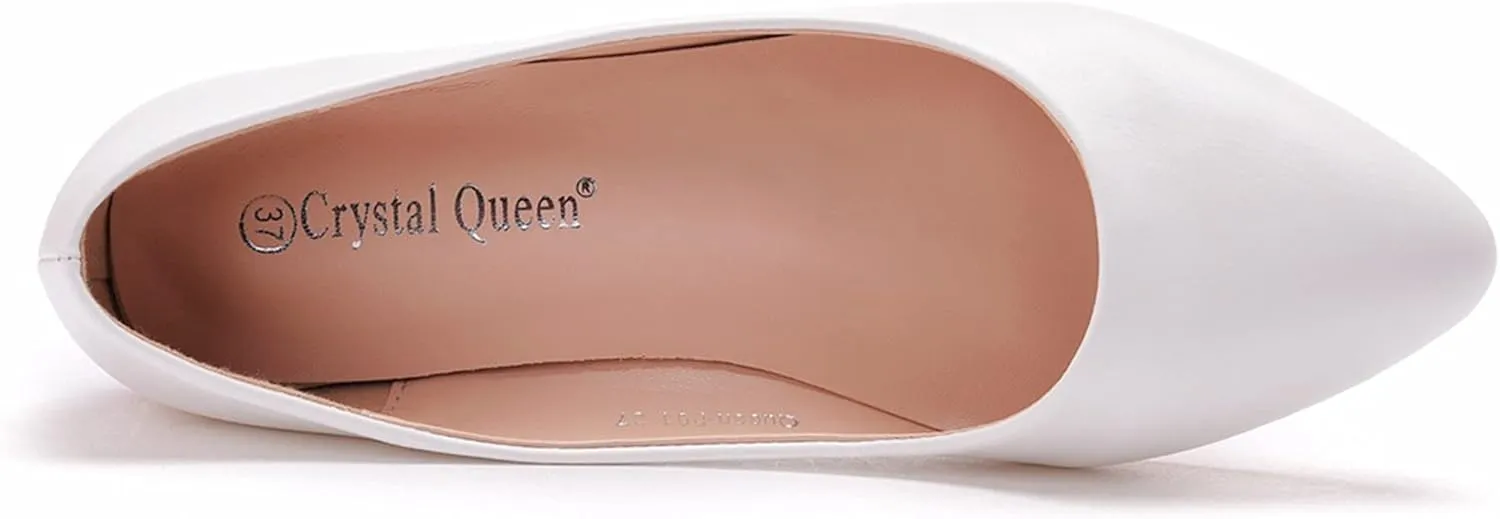 Women's Casual Lace Flower Ballet Flats, Pointy Toe Bridal Wedding Shoes Slip on Dressy Shoes