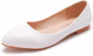 Women's Casual Lace Flower Ballet Flats, Pointy Toe Bridal Wedding Shoes Slip on Dressy Shoes