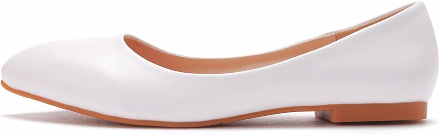 Women's Casual Lace Flower Ballet Flats, Pointy Toe Bridal Wedding Shoes Slip on Dressy Shoes