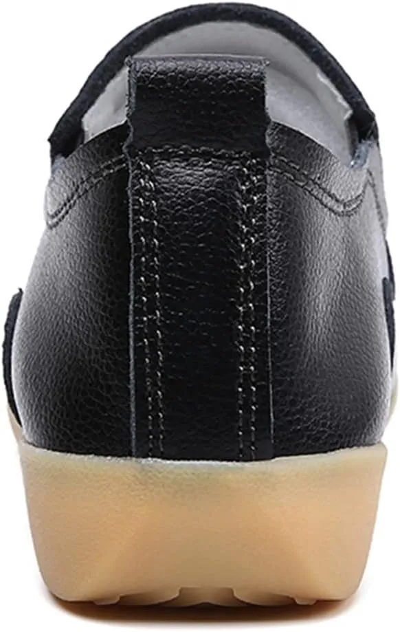 Women's Casual Round Head Moccasin Shoes Comfortable Leather Breathable Loafers Driving Outdoor Walking Nurse Breathable Driving Fashion Soft Shoes