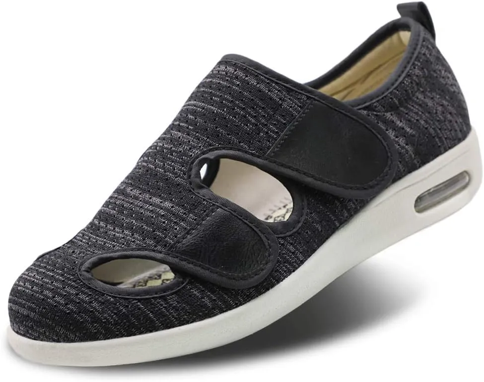 Women's Diabetic Sandals, Adjustable Closure Comfy Slippers, Extra Wide Walking Shoes for Diabetic Edema Plantar Fasciitis Bunions Arthritis Swollen Feet