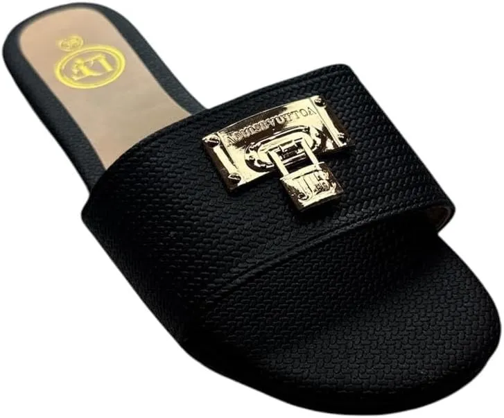Women's Flat Slide Sandals, Open Toe Slip-On