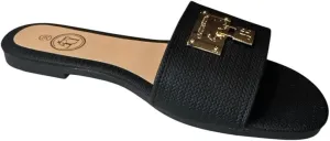 Women's Flat Slide Sandals, Open Toe Slip-On