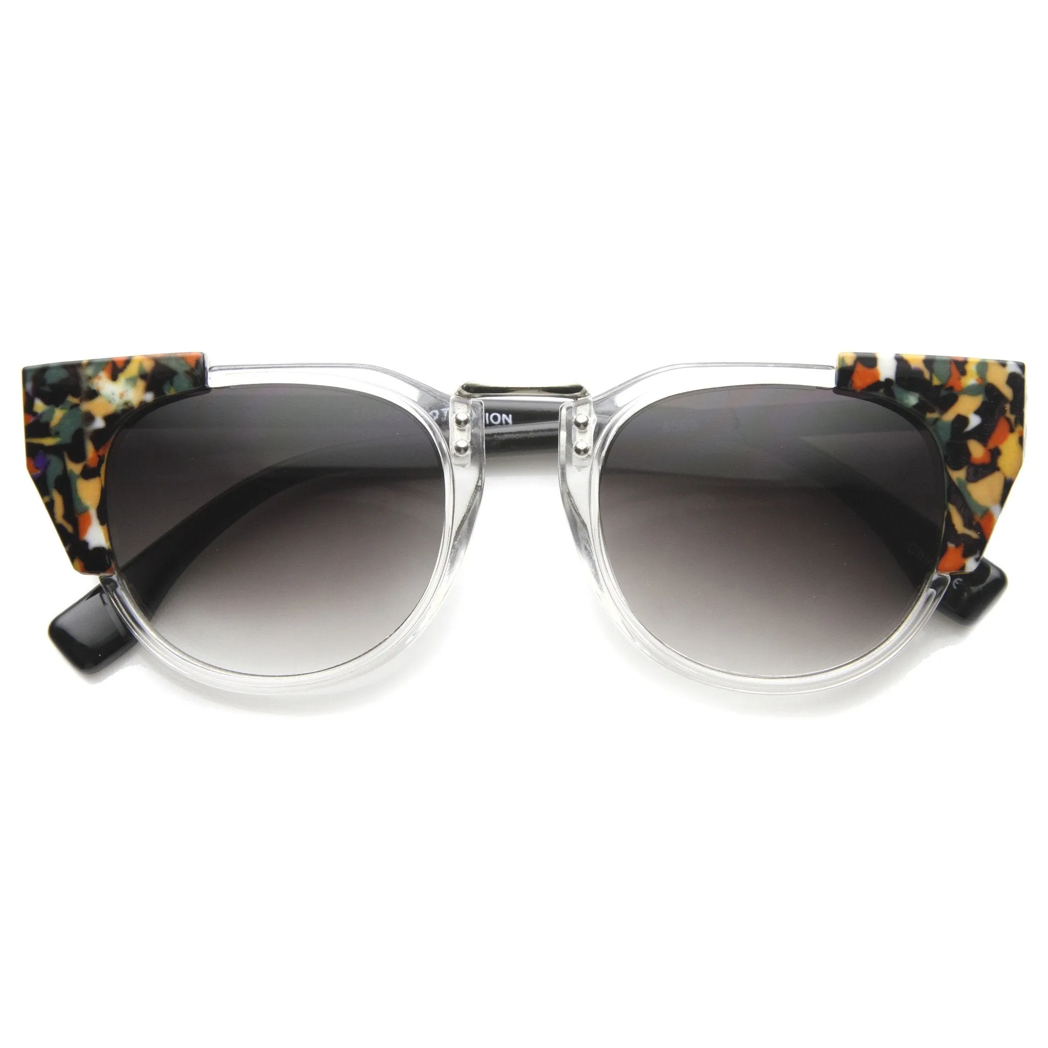 Women's Indie Flat Top Cat Eye Pattern Sunglasses 9986