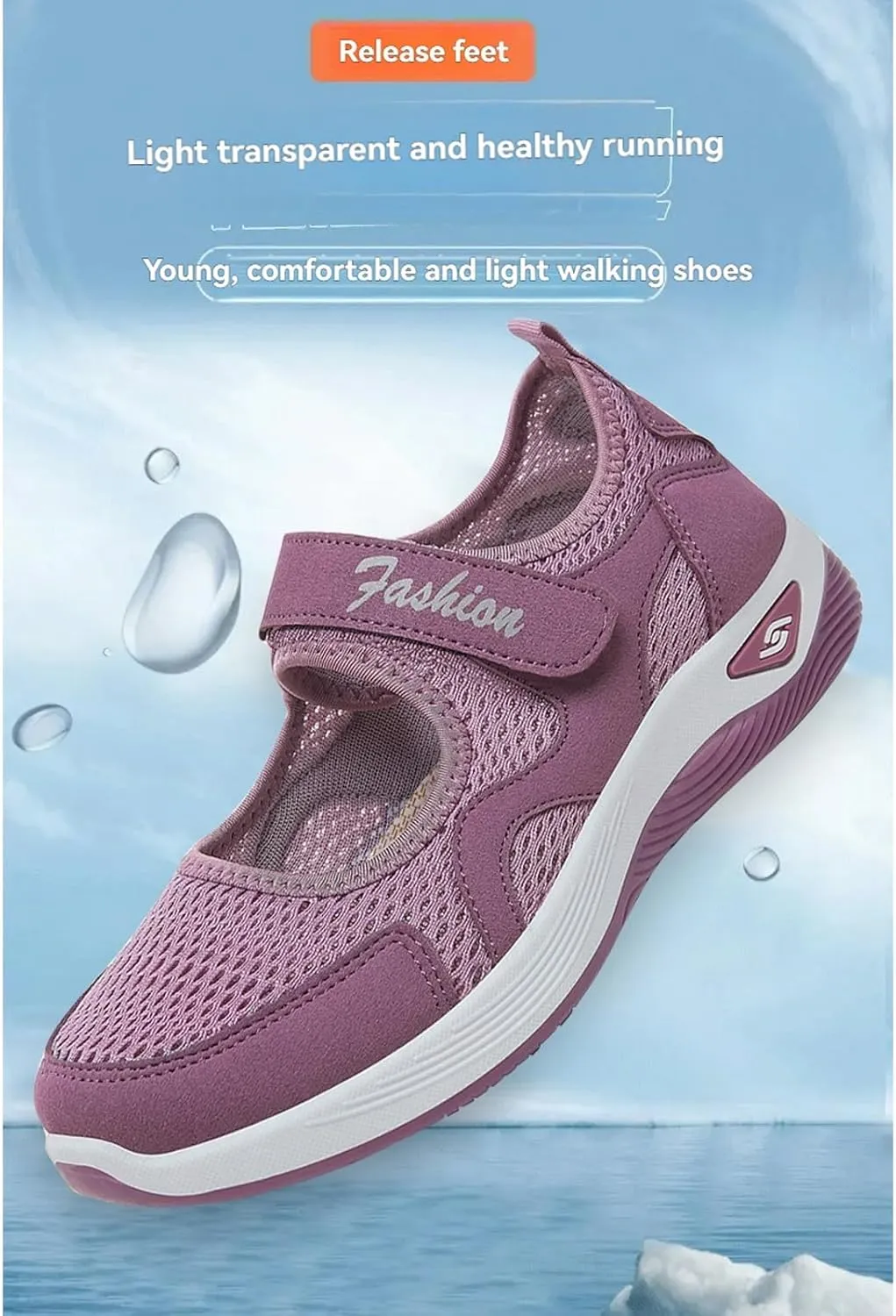 Womens Mesh Walking Shoes Working Nurse Shoes Non-Slip Adjustable Breathable Mesh Mary Janes Sneaker Lightweight Diabetes Heel Pain Plantar Fasciitis Shoe