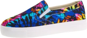Women’s Multicolored Tie Dye Slip-on Sneakers Breathable Cloth Non-Slip Walking Shoes Comfort Lightweight Running Tennis Shoes for Women Sports Casual Athletic Work Gym