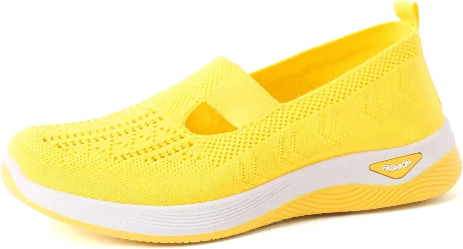 Women's Orthopedic Shoes Woven Wide Arch Support Slip-On Orthowalk Sneakers Casual Breathable Soft Anti-Skid Sports Footwear