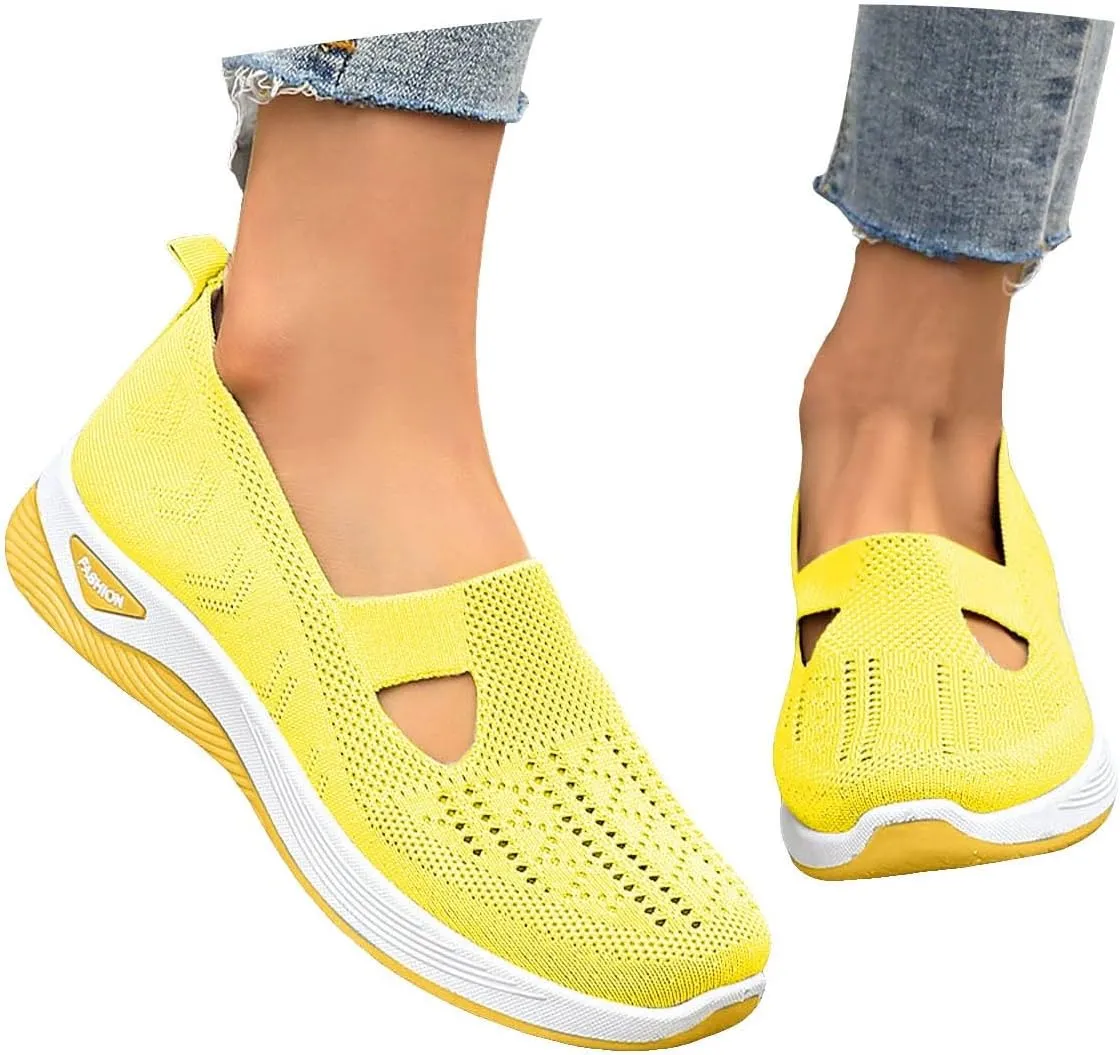 Women's Orthopedic Shoes Woven Wide Arch Support Slip-On Orthowalk Sneakers Casual Breathable Soft Anti-Skid Sports Footwear