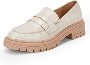 Women's Platform Penny Loafers Comfort Chunky Heel Slip On Business Work Dress Shoes