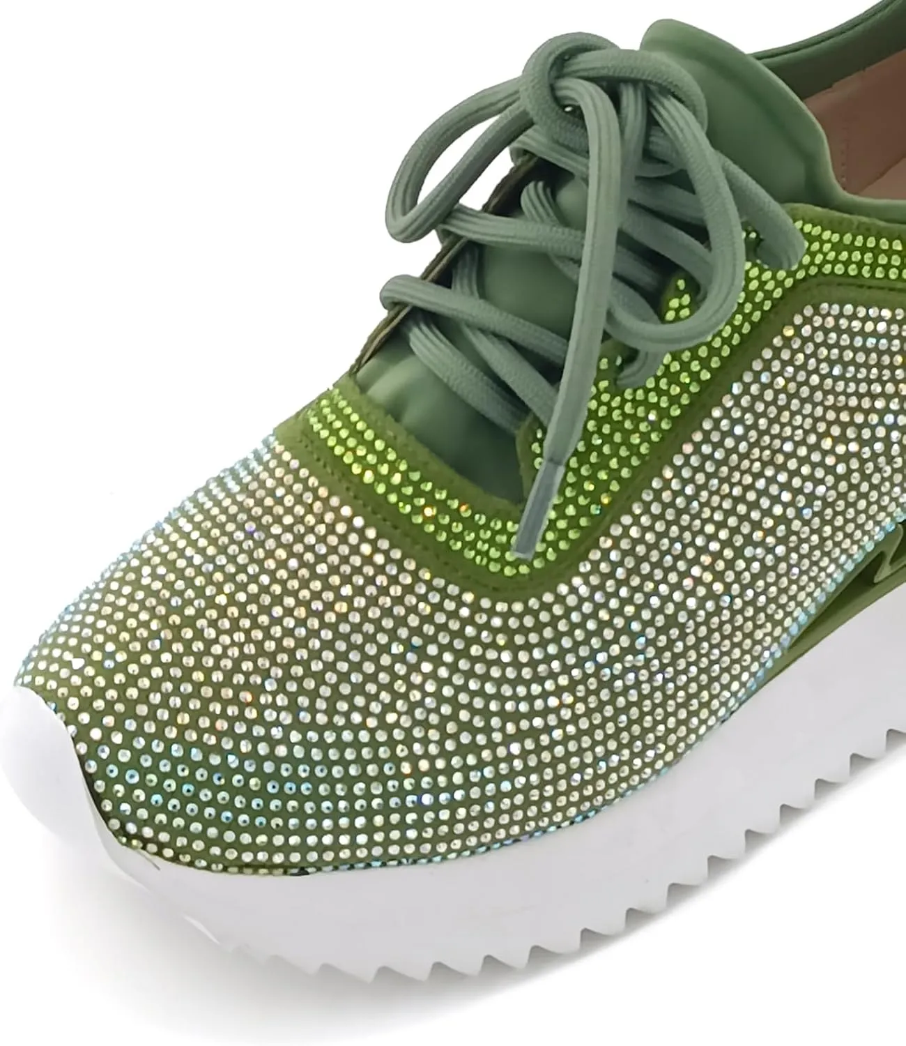 Women's Platform Sneakers Fashion Rhinestone Sneakers Shoes Low Top Walking Shoes Lace Up