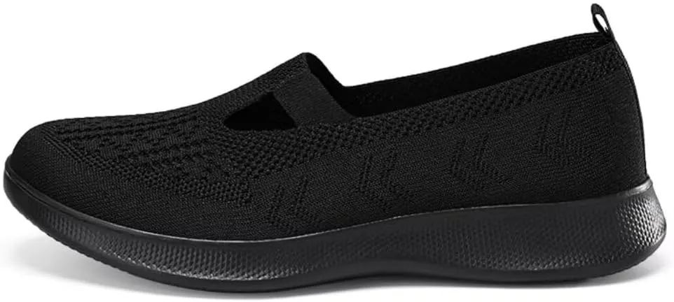 Women's Slip-On Sneakers - Breathable Knit Upper - Cushioned Sole for All-Day Comfor