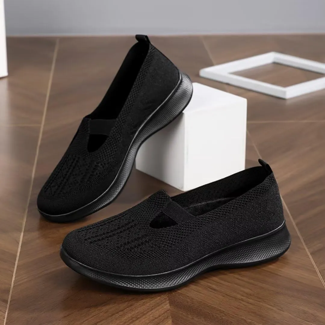 Women's Slip-On Sneakers - Breathable Knit Upper - Cushioned Sole for All-Day Comfor