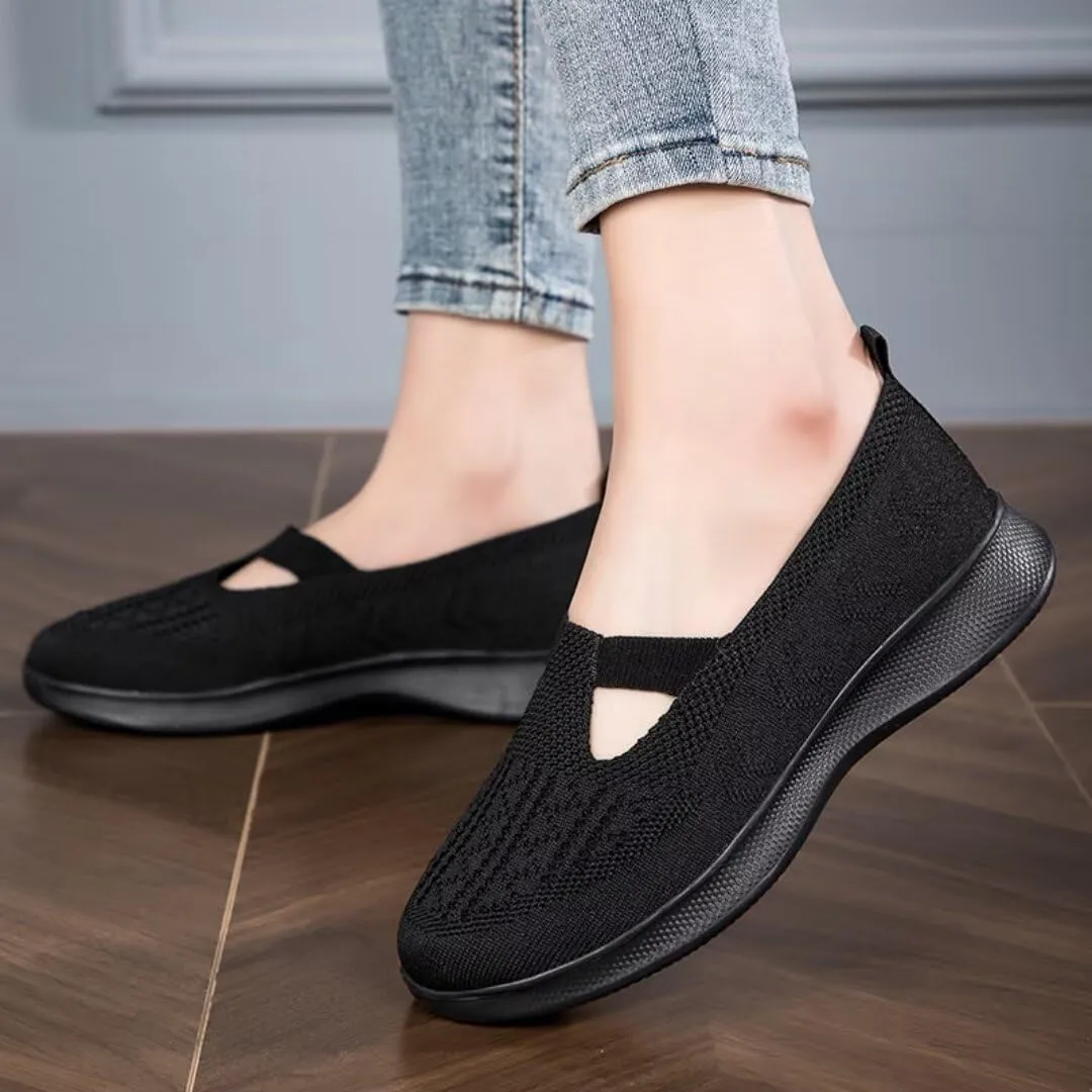 Women's Slip-On Sneakers - Breathable Knit Upper - Cushioned Sole for All-Day Comfor