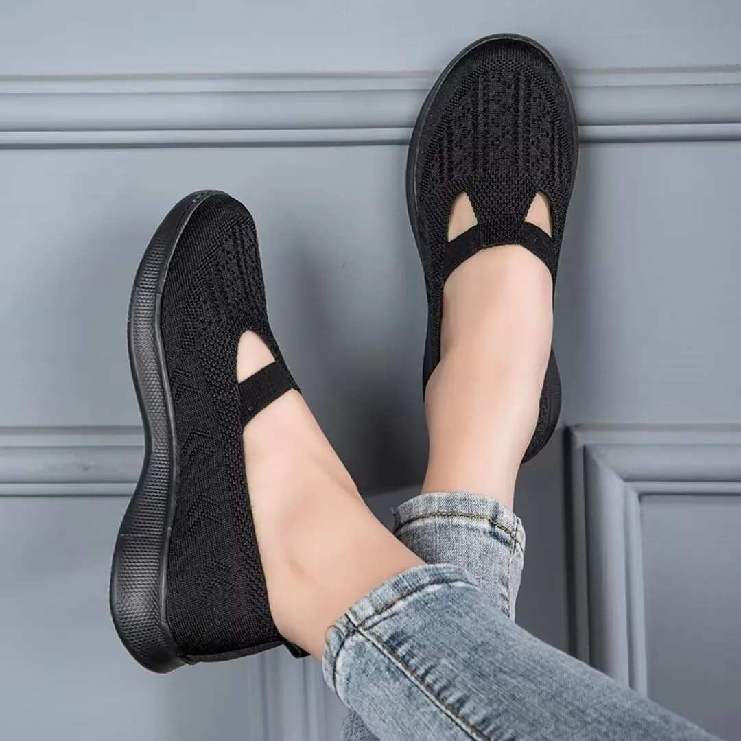 Women's Slip-On Sneakers - Breathable Knit Upper - Cushioned Sole for All-Day Comfor