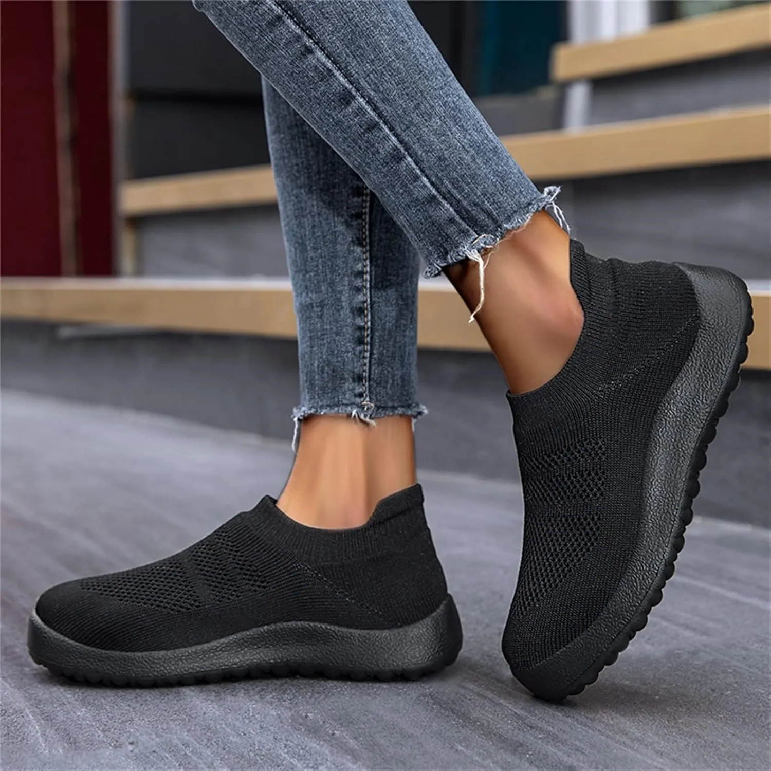 Womens Slip on Walking Shoes Comfort Lightweight Running Shoes for Men Casual Business Casual Shoes Black Sneakers Platform Tennis Shoe Loafers Shoe