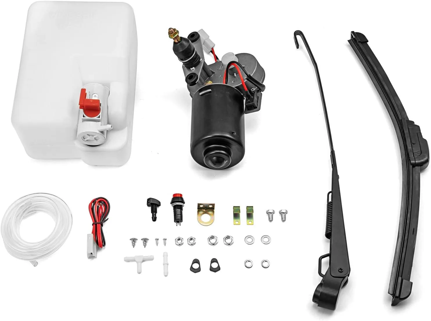 WSays Windshield Wiper Washer Pump Kit 12V Electric Compatible with Polaris RZR Ranger Defender Marverick Commander Pioneer Talon Mule Teryx
