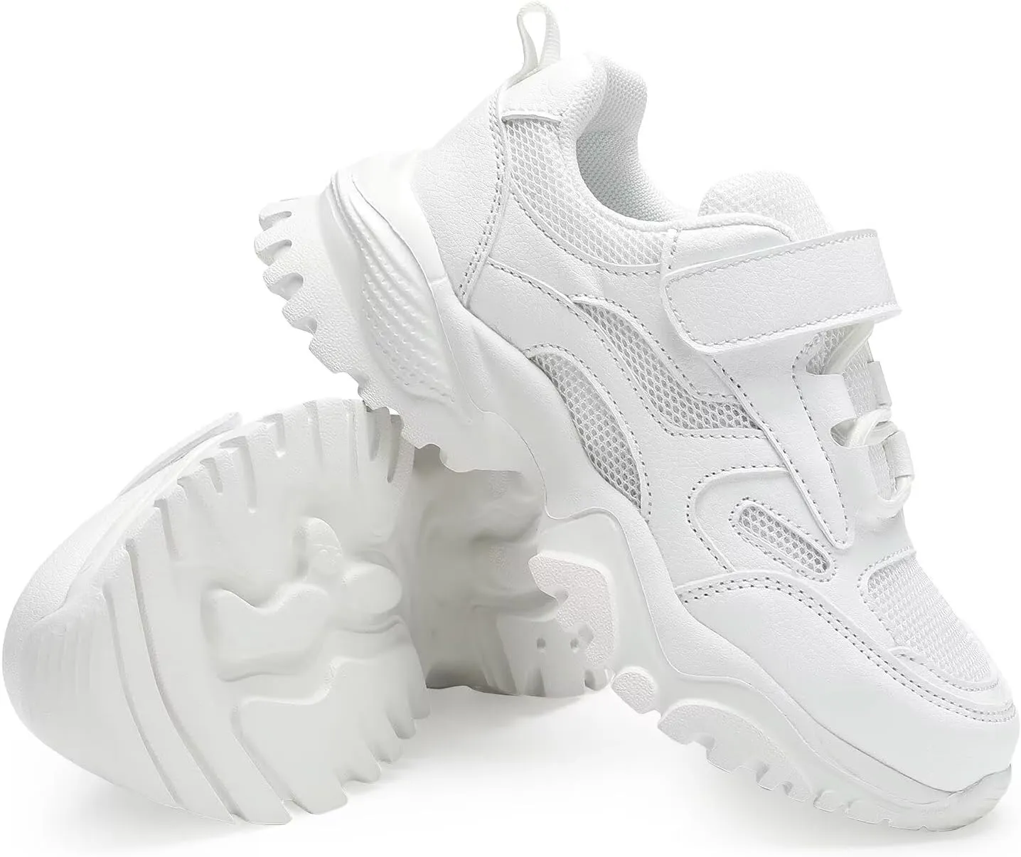 YAVY Unisex-Child Sneakers Boys Girls Running Leather Sneakers Breathable Mesh Athletic Shoes Lightweight Kids Walking Shoes
