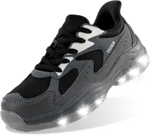 YESKIS Boys Girls Light Up Shoes Kids Lightweight Breathable Mesh Led Flashing Fashion Running Sneakers for Toddler Little Kid
