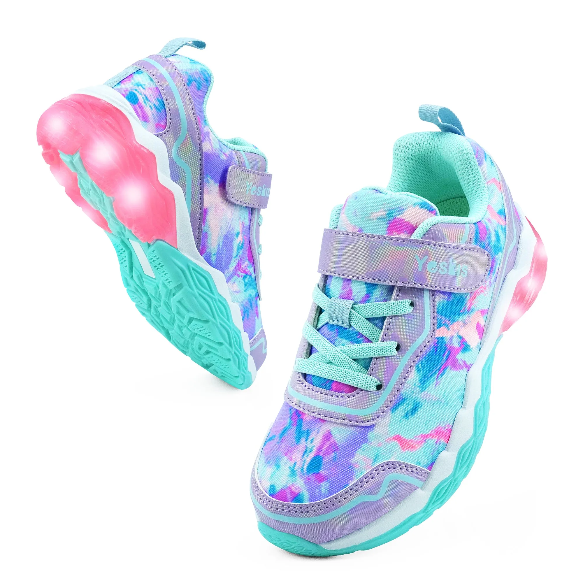 YESKIS Pinkster Girls Lightweight Light Up Sneakers Purple