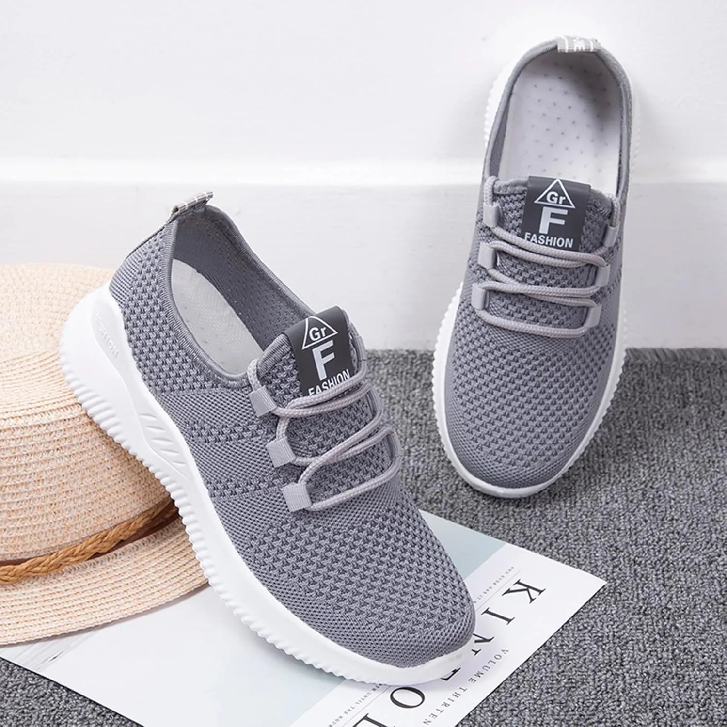 YIBLBOX Women's Slip On Walking Shoes Lightweight Knit Casual Running Sneakers