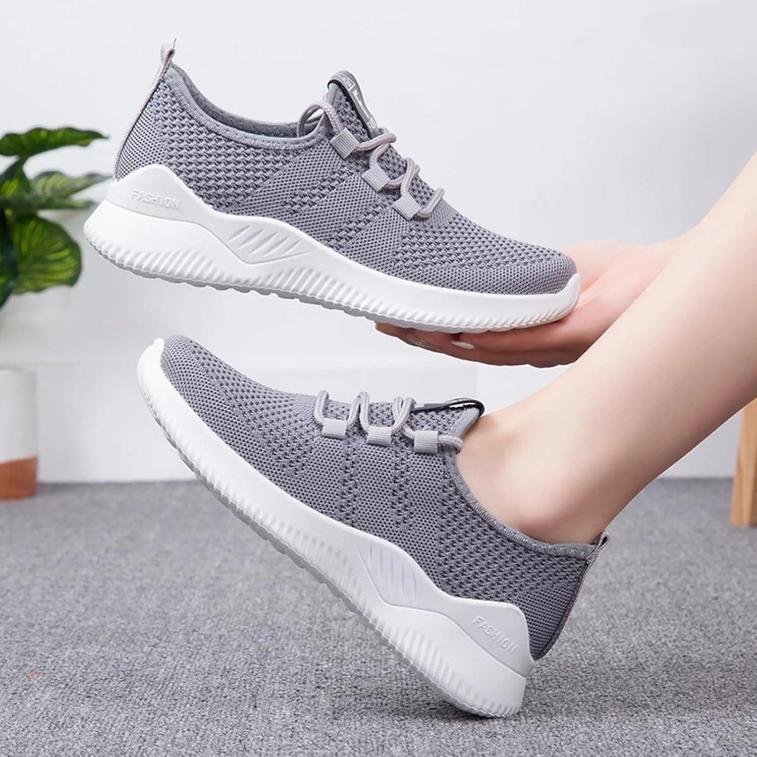 YIBLBOX Women's Slip On Walking Shoes Lightweight Knit Casual Running Sneakers